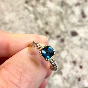 Authentic David Yurman Blue Topaz Ring, Size 7